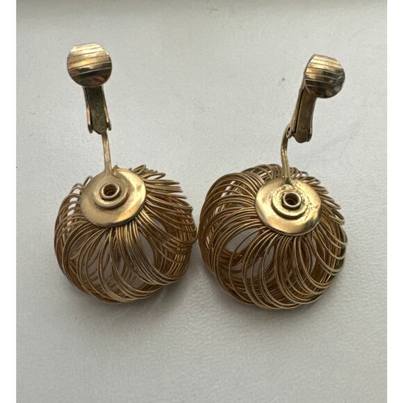 Vintage Stamped SAC Earrings Clip On wire with gemstone in the middle - Picture 11 of 15